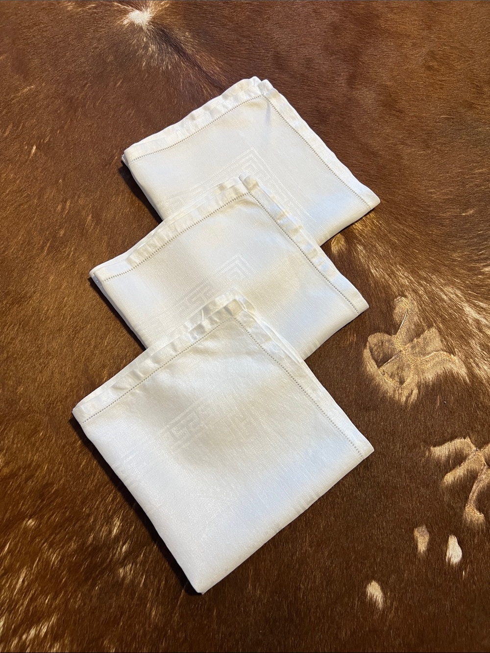 White Cotton Cocktail Napkins - Classic Home Kitchen Set of 3